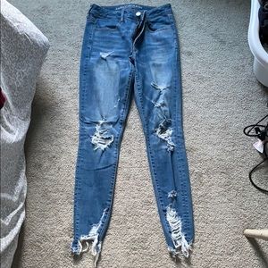 American eagle high rise jegging distressed